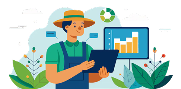 Farmer with tablet