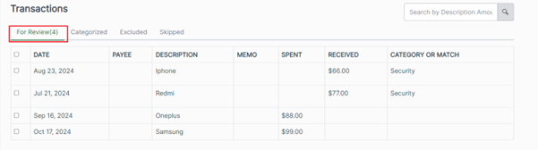 Bank Transaction Page